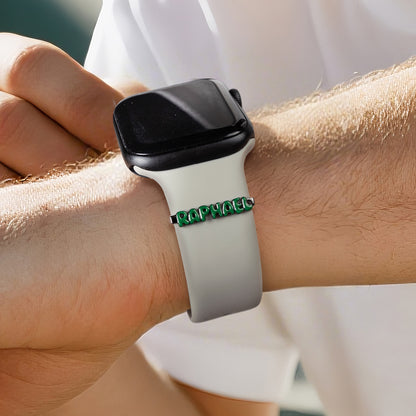 Personalized Enamel Bubble Letter Watch Band Charm