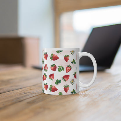 Strawberry Watercolor Print 11oz Ceramic Mug