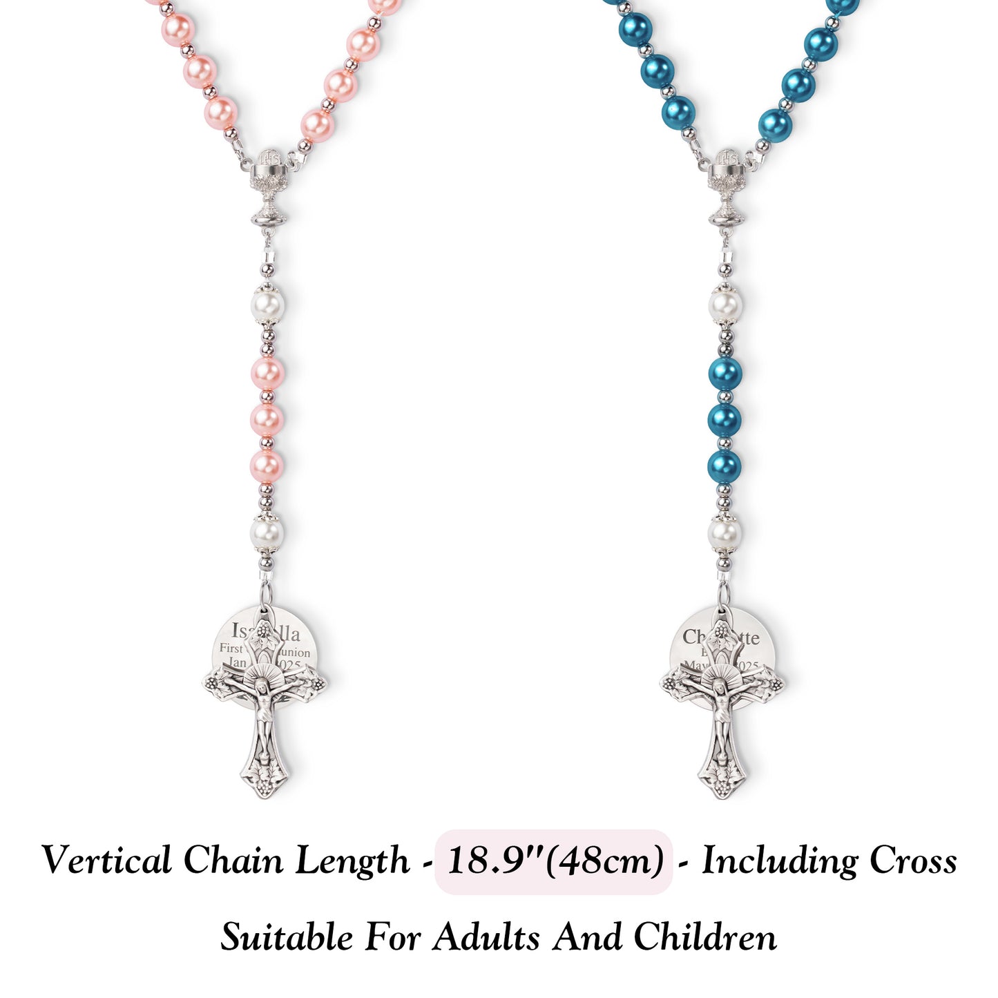 Personalized Name & Date Rosary Necklace