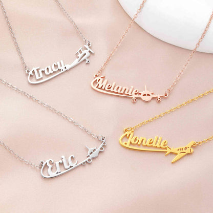 Personalized Airplane Necklace with Name, photo 3