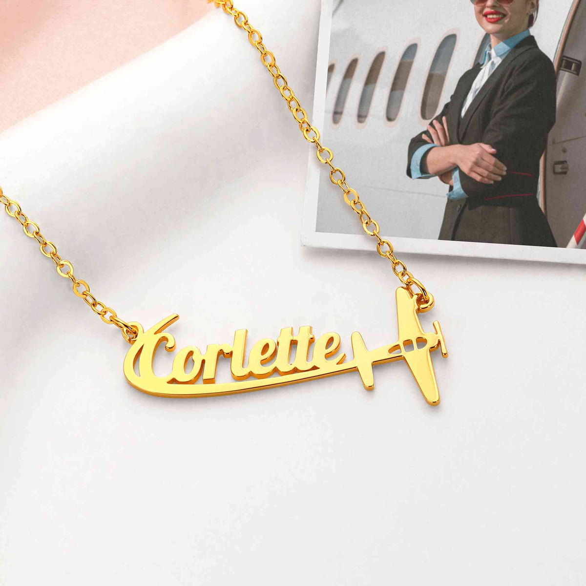 Personalized Airplane Necklace with Name, photo 5