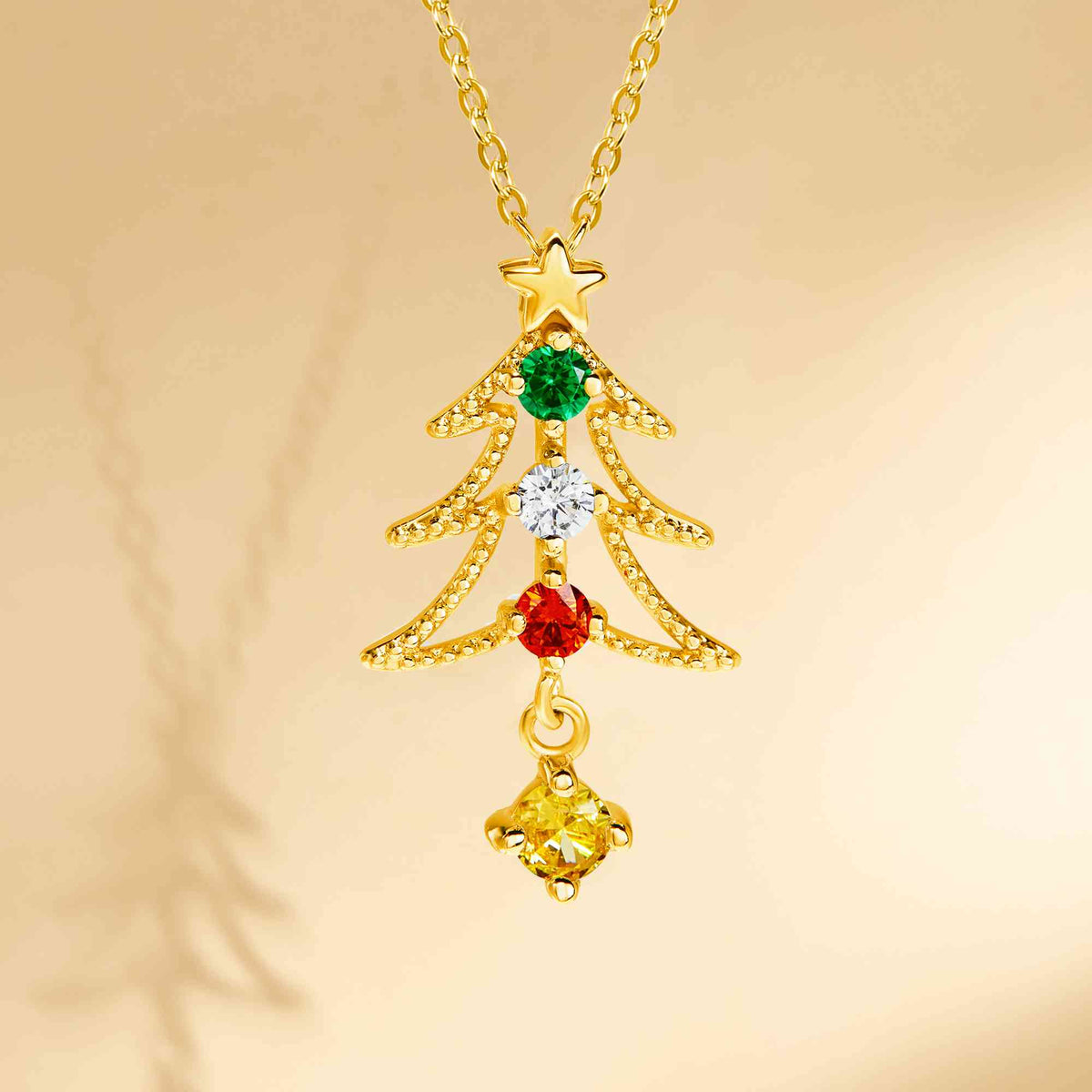 Christmas tree necklace with birthstones photo 1