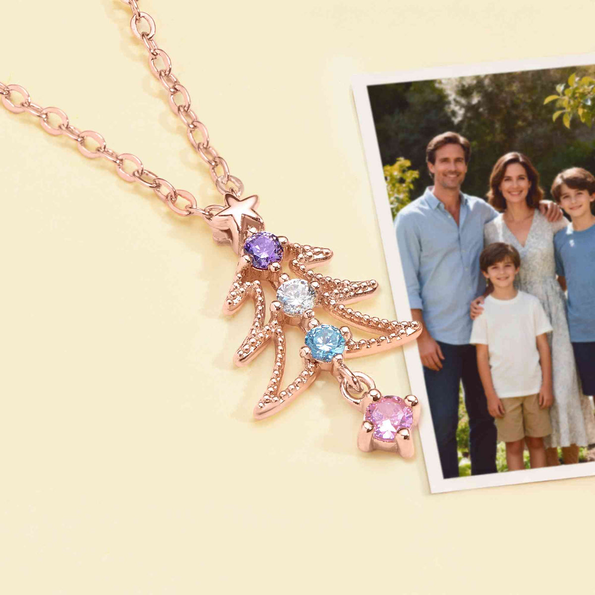 Christmas tree necklace with birthstones photo 3