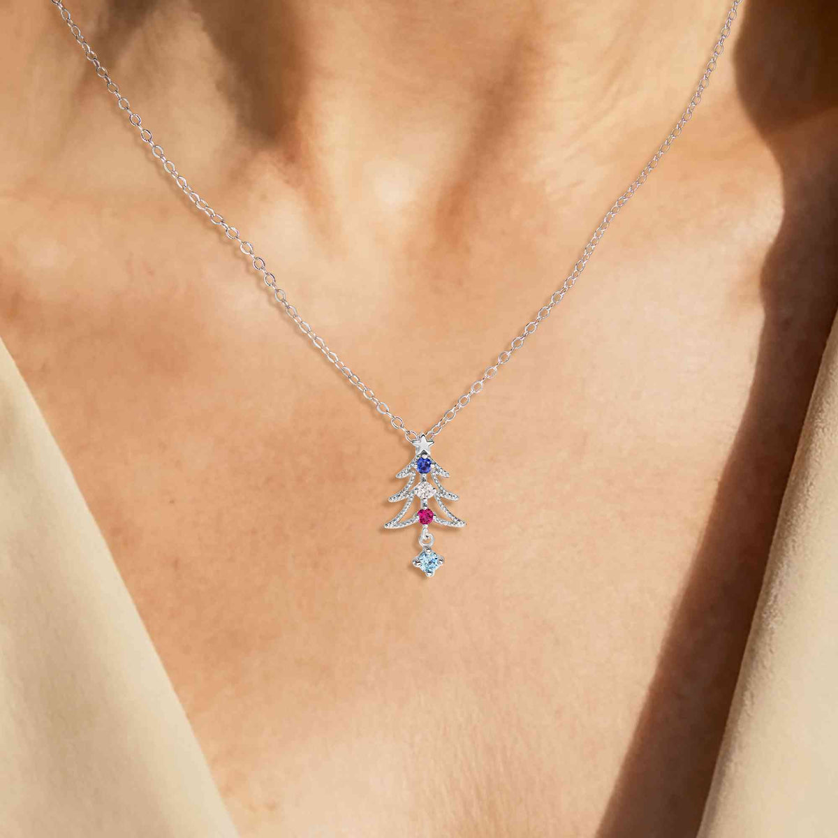 Christmas tree necklace with birthstones photo 6