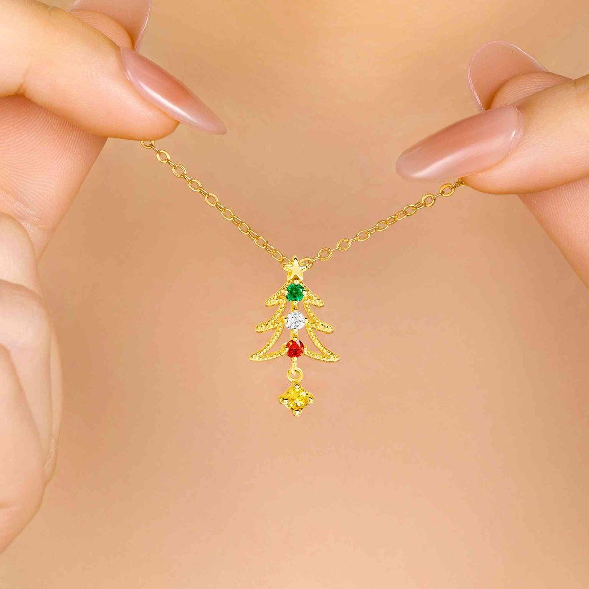 Christmas tree necklace with birthstones photo 8