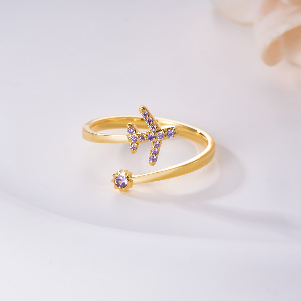 Personalized Birthstone Airplane Ring, photo 1
