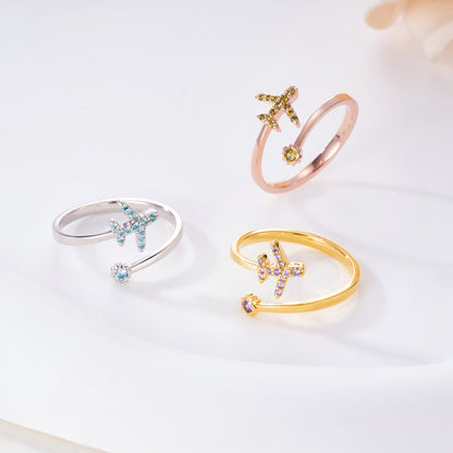 Personalized Birthstone Airplane Ring, photo 2