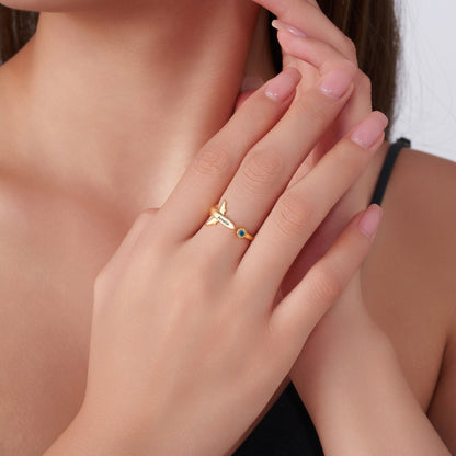 Personalized Airplane Ring with Birthstone and Engraving, photo 3