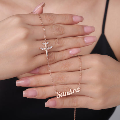 Personalized Sideways Airplane Necklace with Name, photo 4