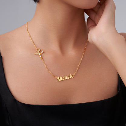 Personalized Sideways Airplane Necklace with Name, photo 6