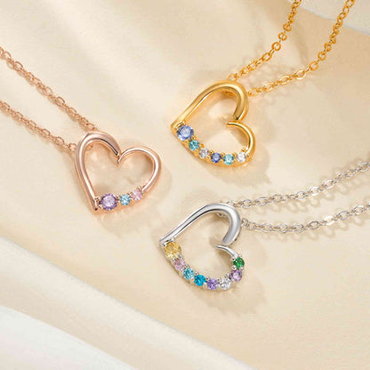 Personalized Birthstones Heart Necklace