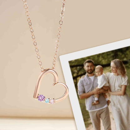 Personalized Birthstones Heart Necklace