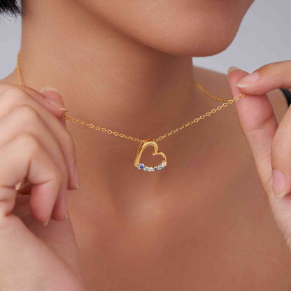 Personalized Birthstones Heart Necklace