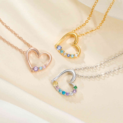 Personalized Birthstones Heart Necklace