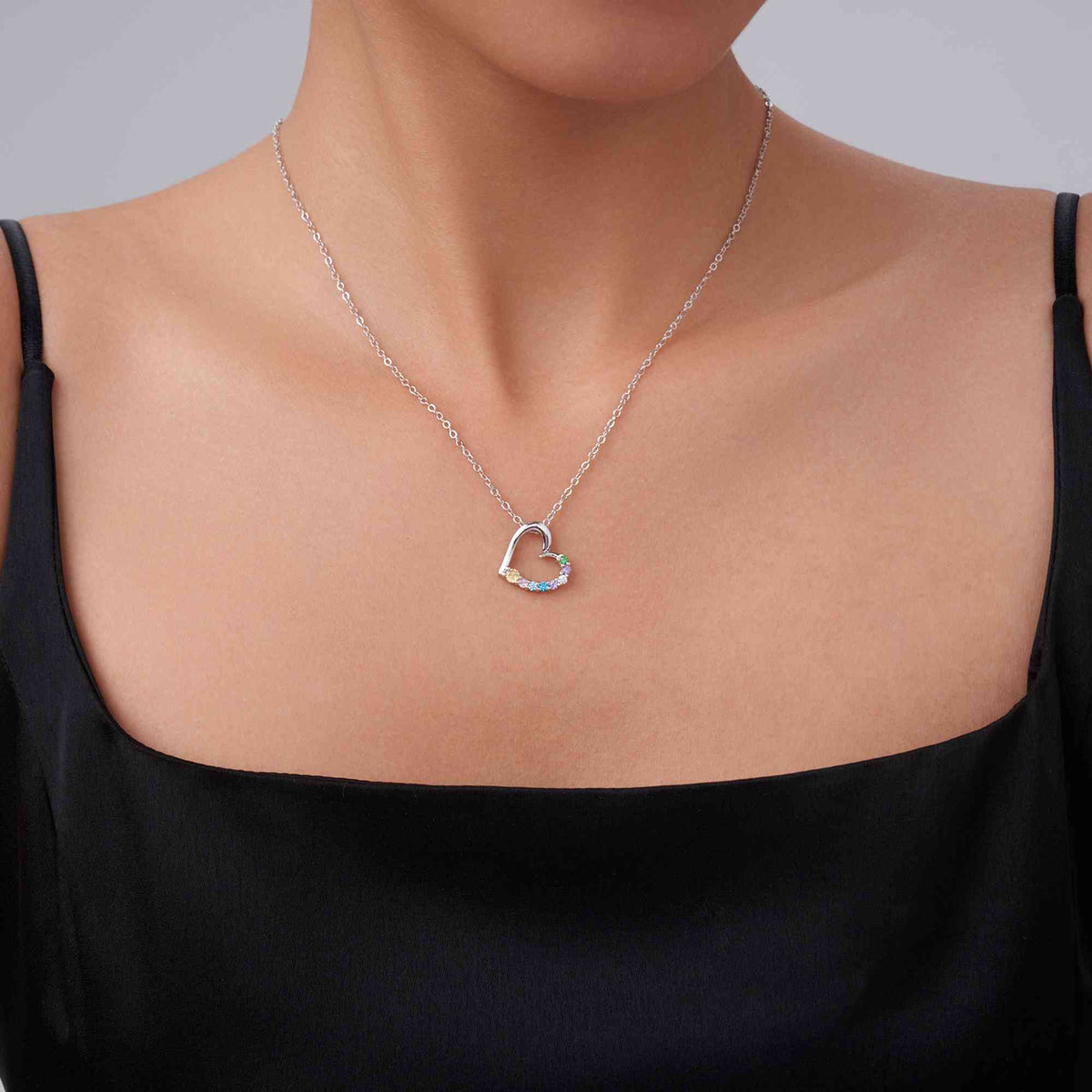 Personalized Birthstones Heart Necklace