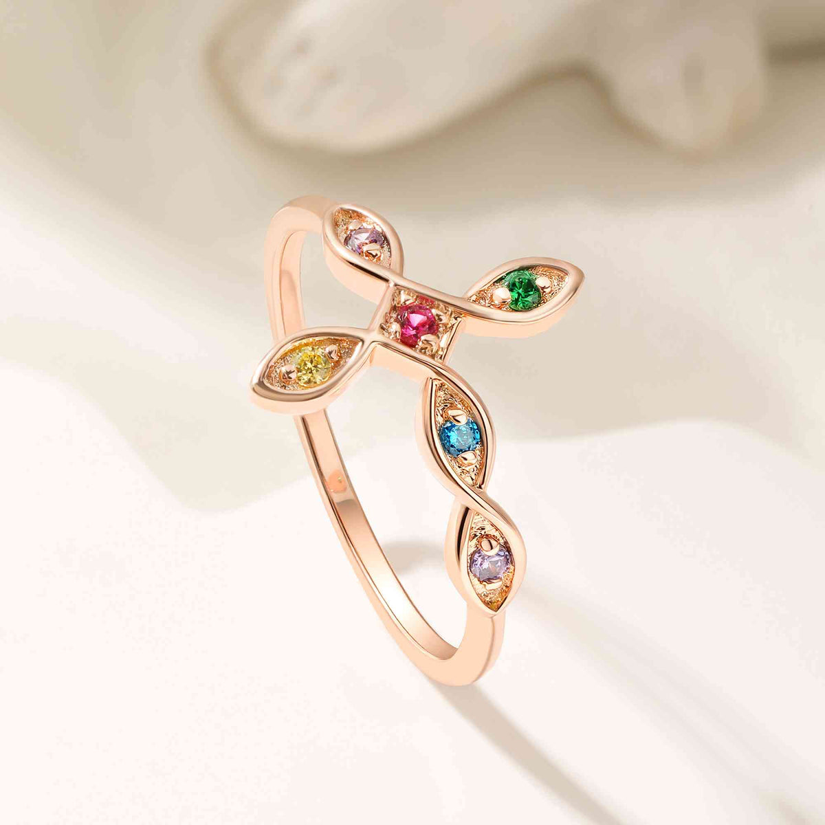 Infinity cross birthstone ring photo 3