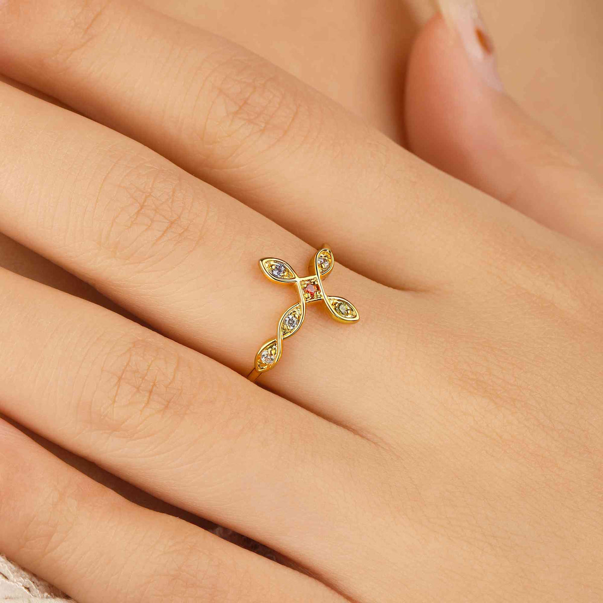 Infinity cross birthstone ring photo 5