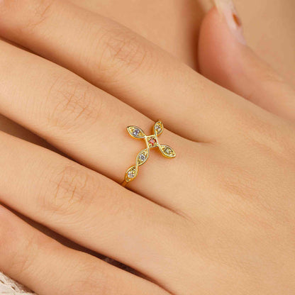 Infinity cross birthstone ring photo 5