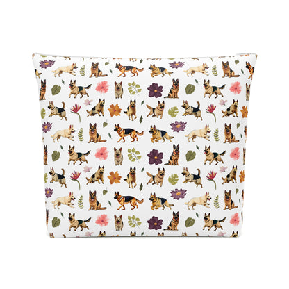 German Shepherd Print Cotton Cosmetic Bag/Makeup Organizer & Travel Pouch