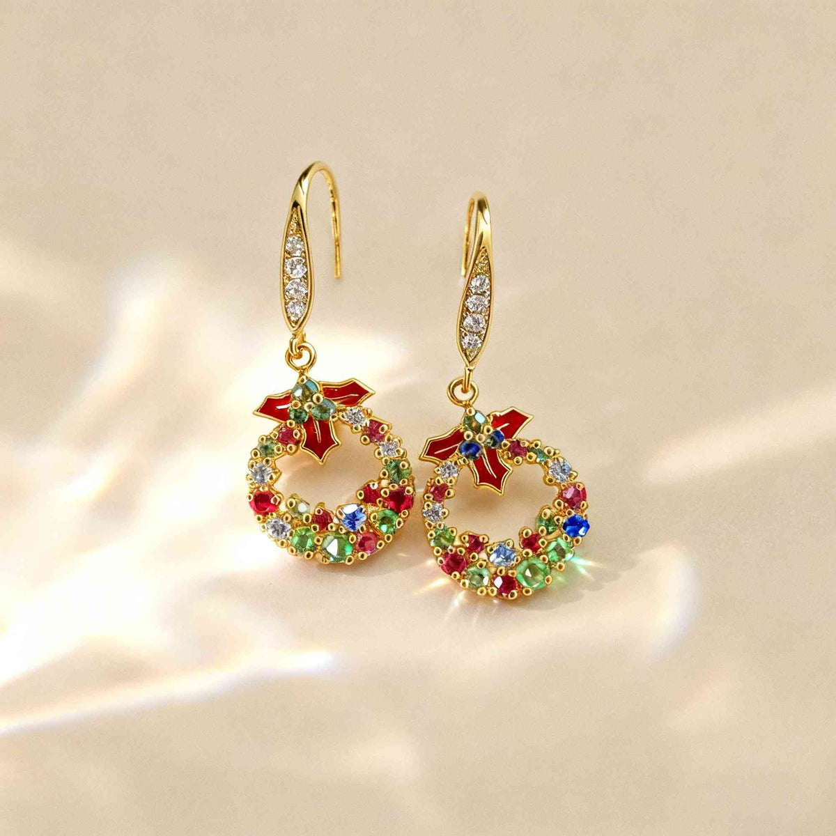 Christmas wreath dangle earrings photo 1