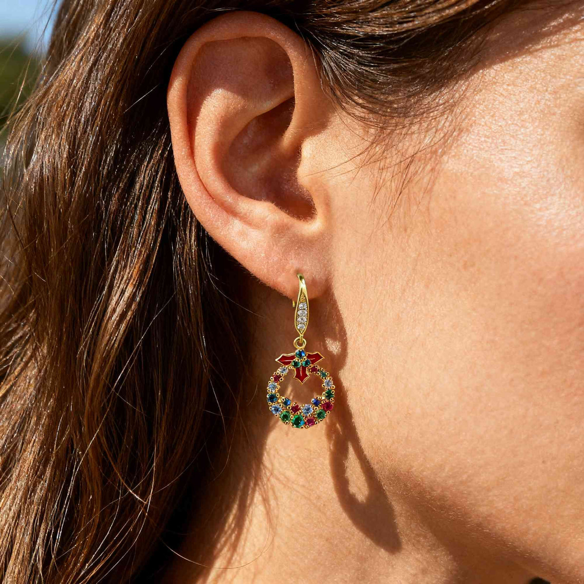 Christmas wreath dangle earrings photo 3