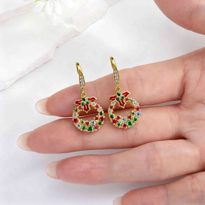 Christmas wreath dangle earrings photo 4