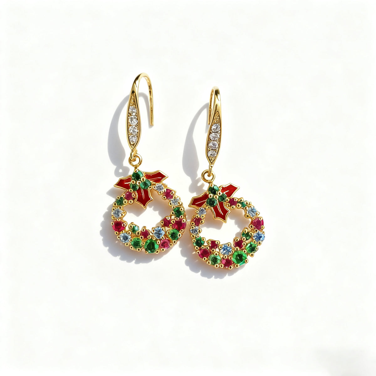 Christmas wreath dangle earrings photo 5