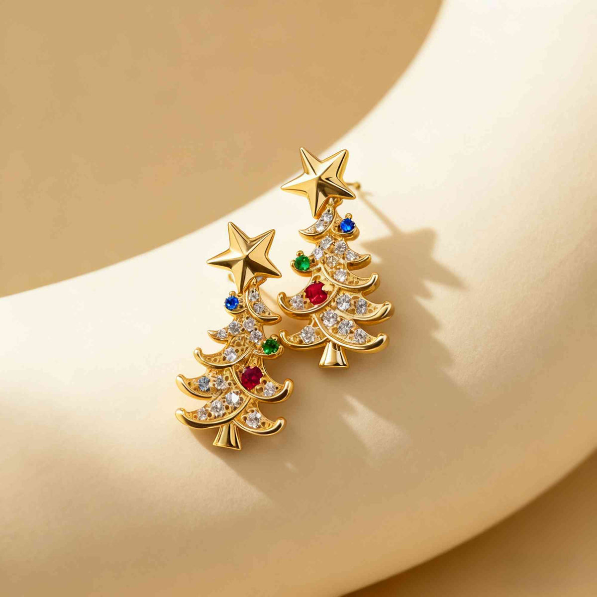 Christmas tree earrings with family birthstones photo 1