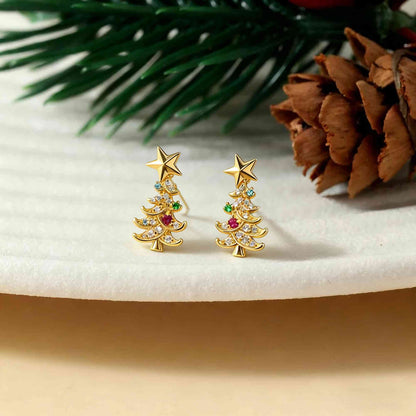 Christmas tree earrings with family birthstones photo 2