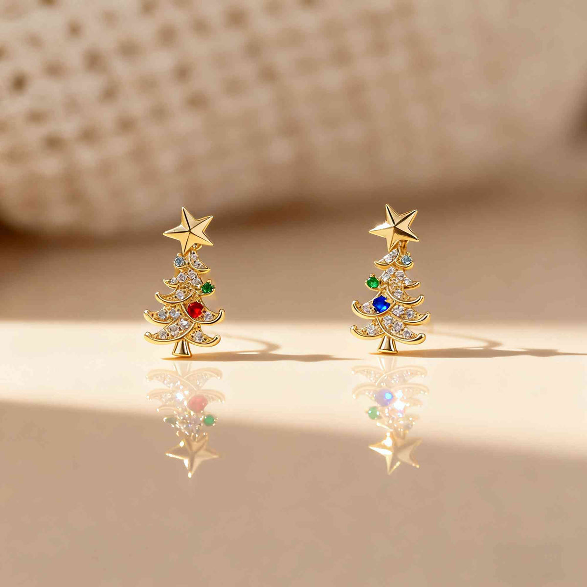 Christmas tree earrings with family birthstones photo 5