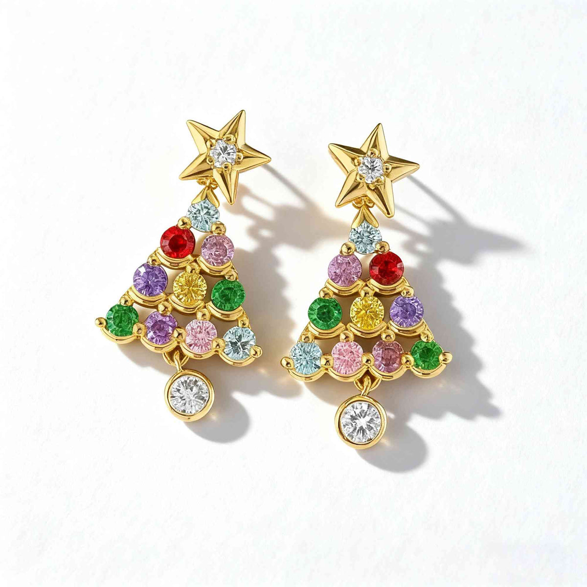 Birthstone Christmas tree earrings photo 5