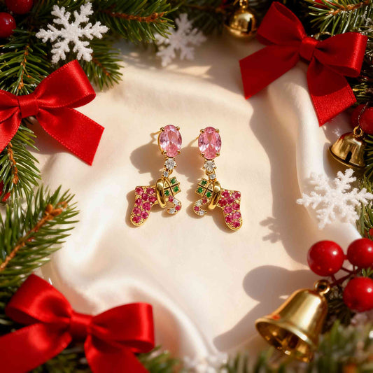 Birthstone Christmas stocking earrings photo 1
