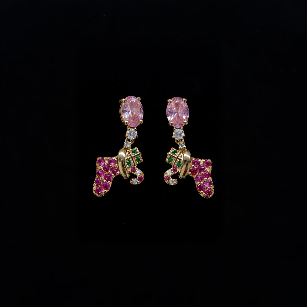 Birthstone Christmas stocking earrings photo 5
