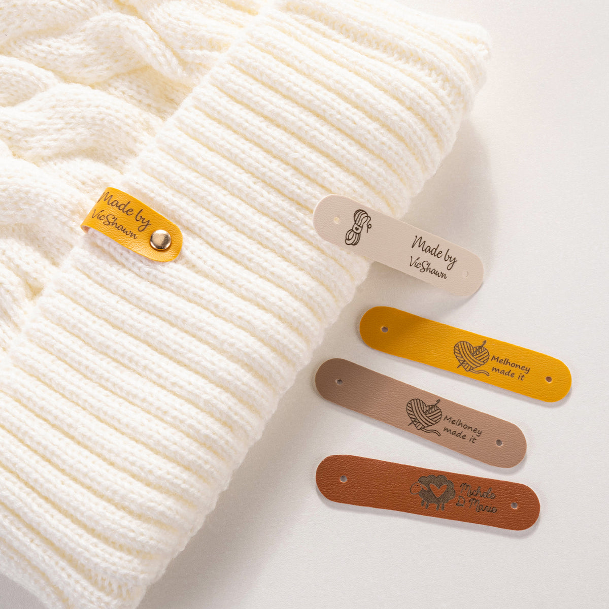 Personalized Leather Knitting Labels with Name, photo 1
