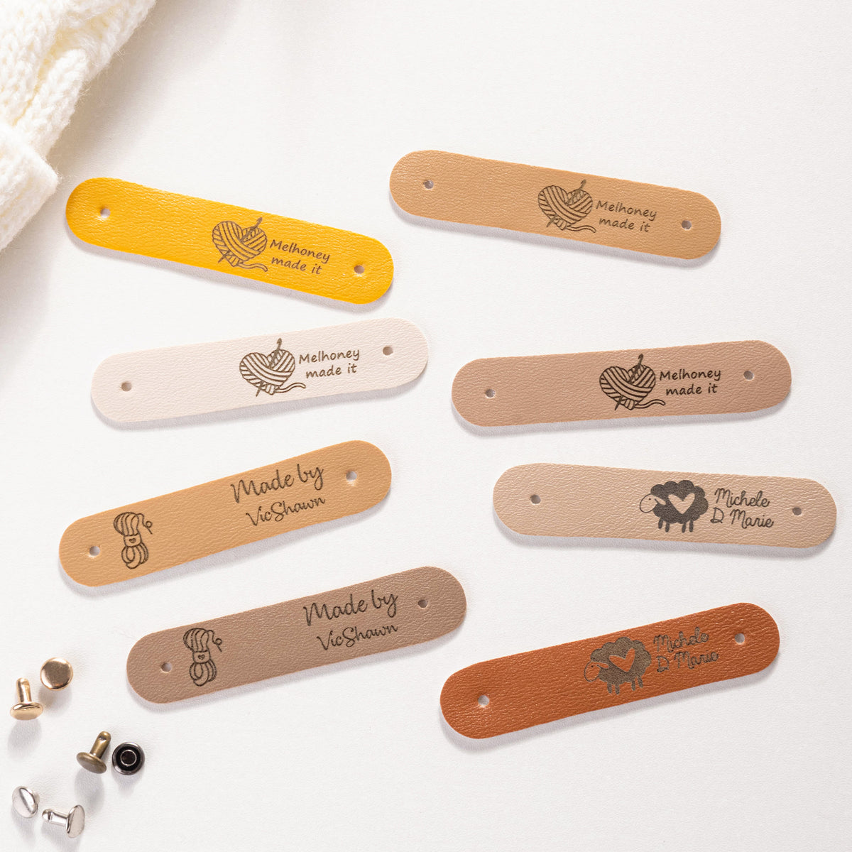 Personalized Leather Knitting Labels with Name, photo 3