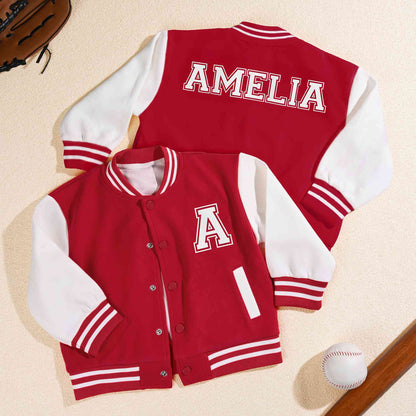 Custom Name & Initial Kids' Varsity Jacket