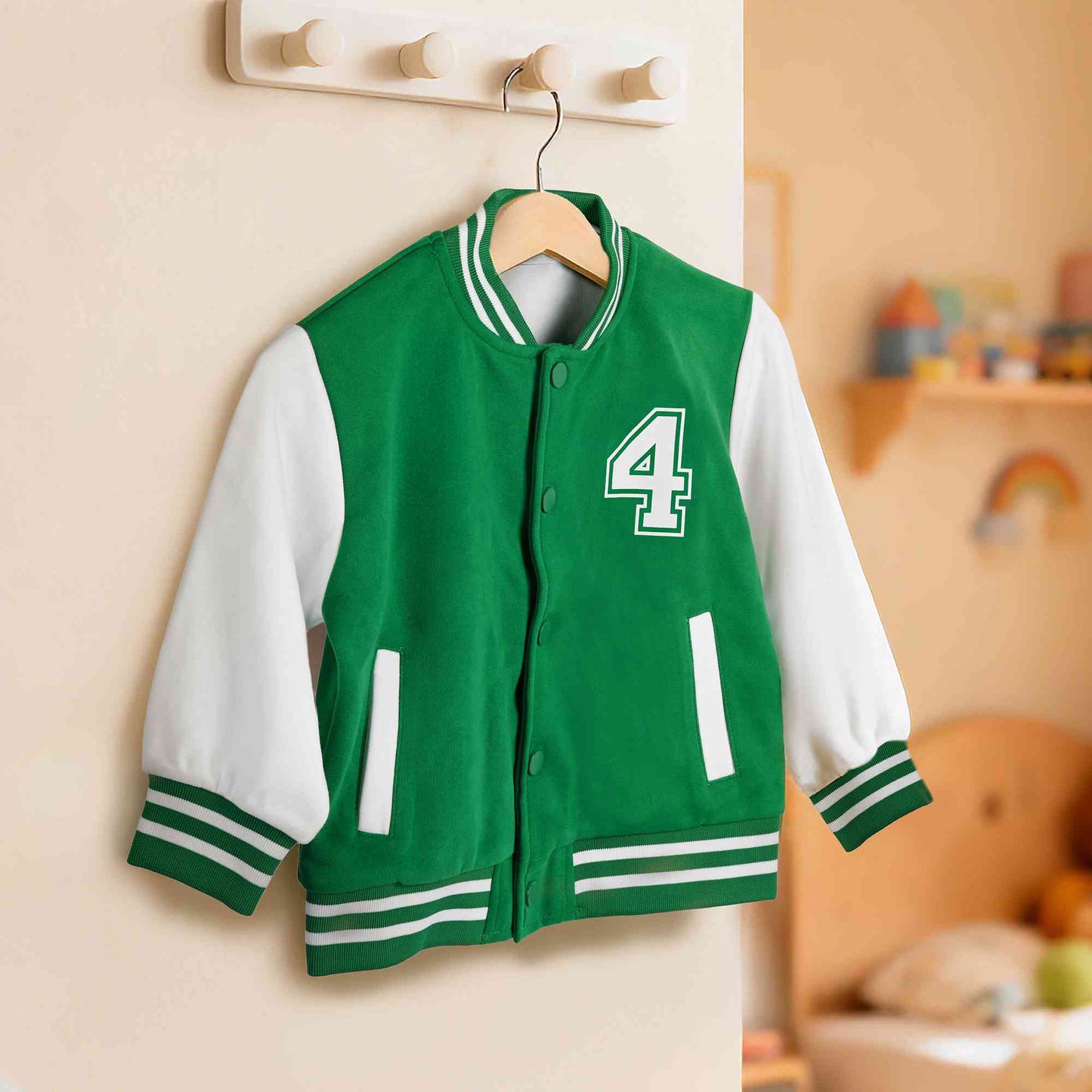 Custom Name & Initial Kids' Varsity Jacket