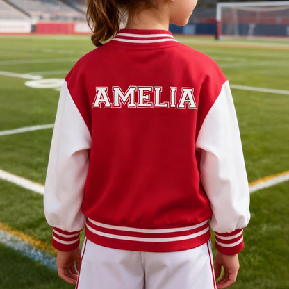Custom Name & Initial Kids' Varsity Jacket