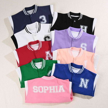 Custom Name & Initial Kids' Varsity Jacket