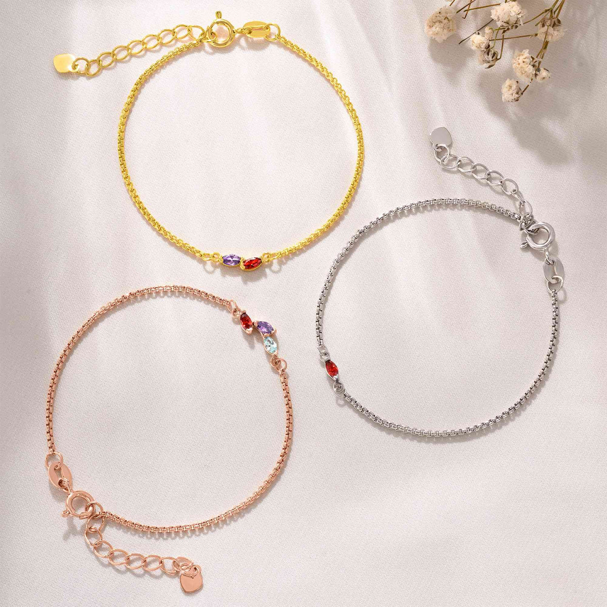 Marquise birthstone family bracelet photo 3