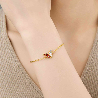 Personalized Butterfly Birthstone Bracelet with Two Birthstones, photo 2