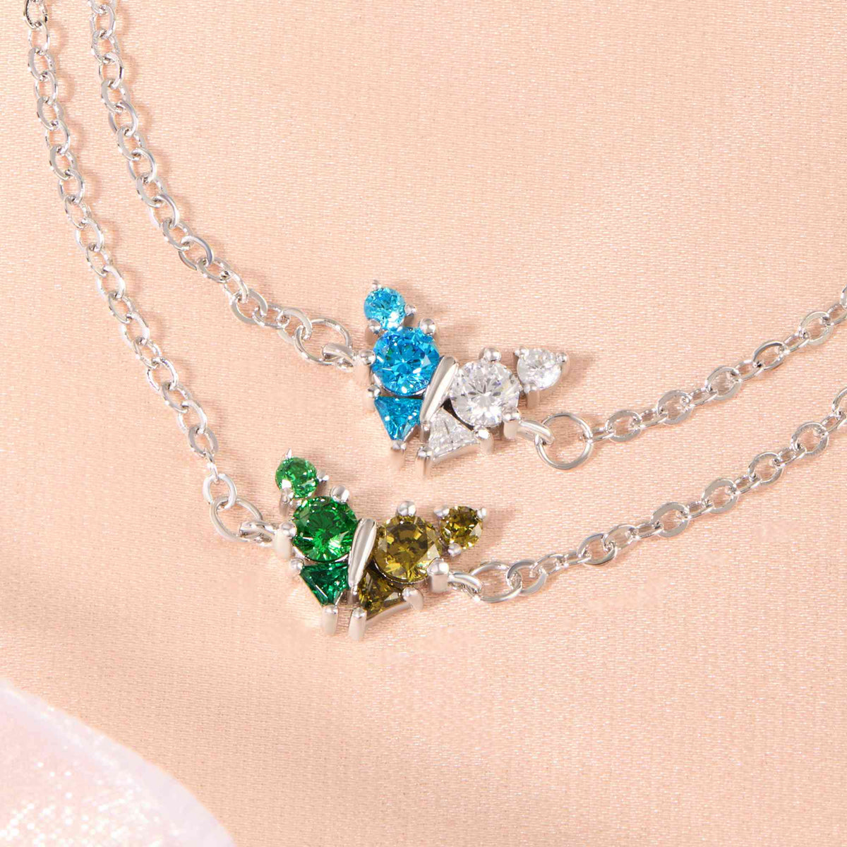 Personalized Butterfly Birthstone Bracelet with Two Birthstones, photo 5
