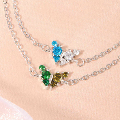 Personalized Butterfly Birthstone Bracelet with Two Birthstones, photo 5