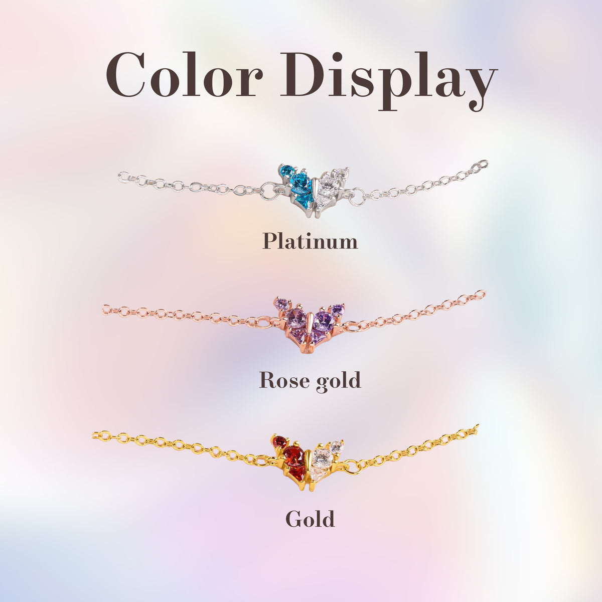 Personalized Butterfly Birthstone Bracelet with Two Birthstones, photo 10