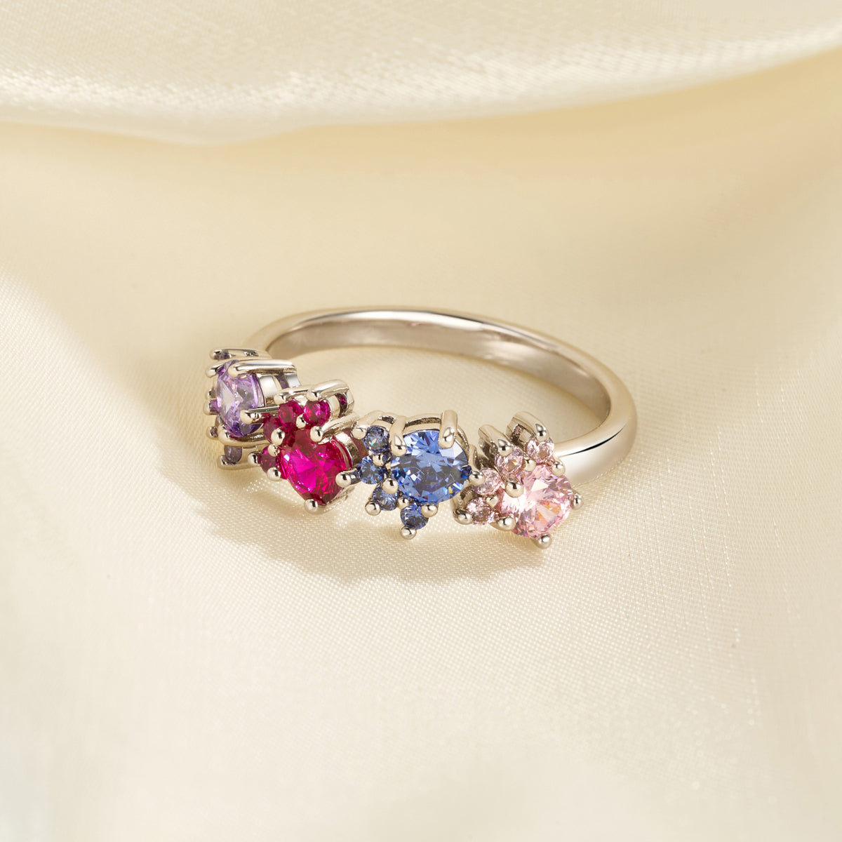 Cat paw birthstone ring photo 1