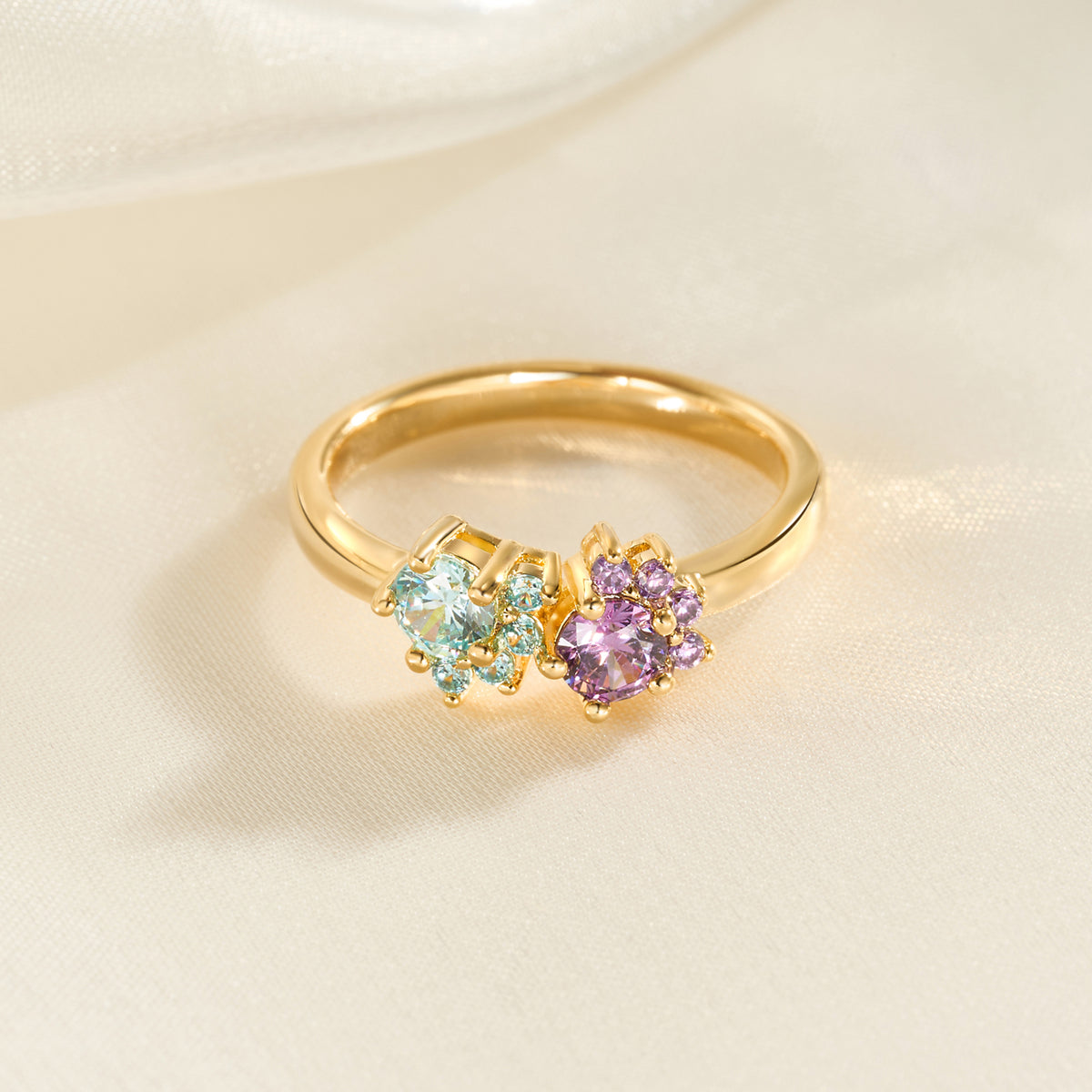 Cat paw birthstone ring photo 5