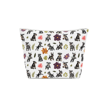 Schnauzer Print Cotton Cosmetic Bag/Makeup Organizer & Travel Pouch