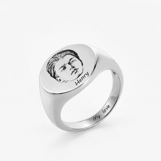 custom photo portrait signet ring