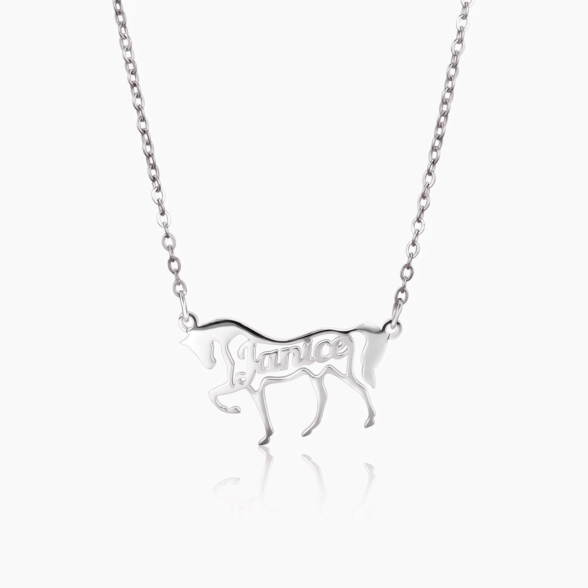personalized name running horse necklace