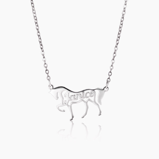 personalized name running horse necklace